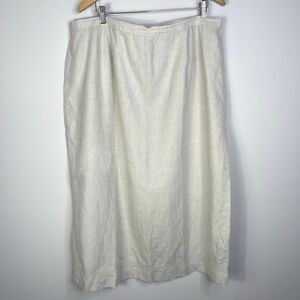 Vtg Causal Corner Women Beige Linen Skirt 20W Midi Lagenlook Coastal Modest